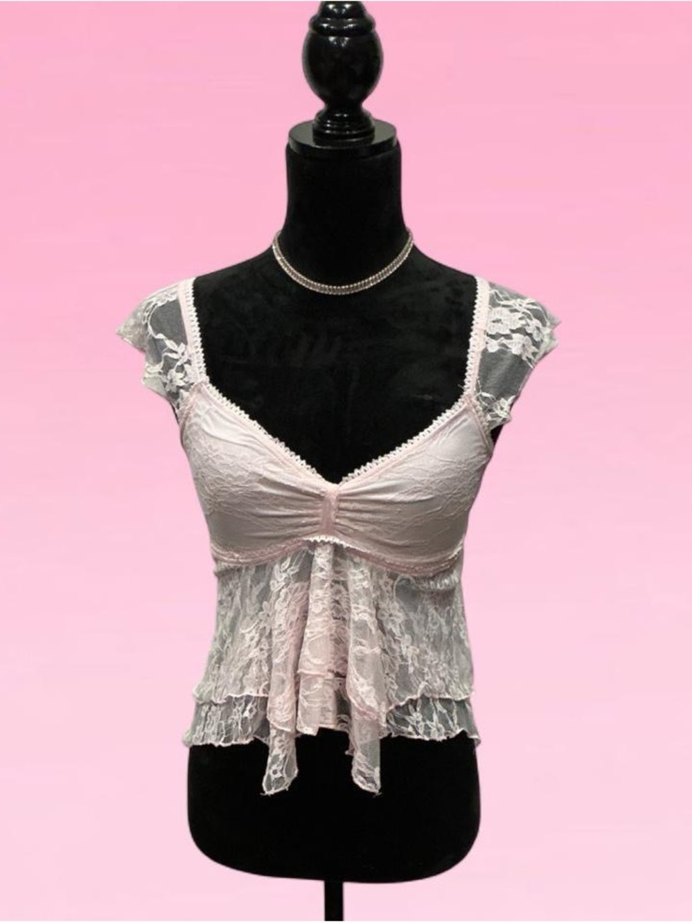 Delicate Lace Pink Peplum Camisole